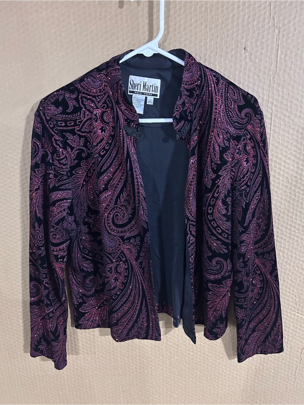 Sheri Martin Black Velvet Jacket with Purple Paisley Detail